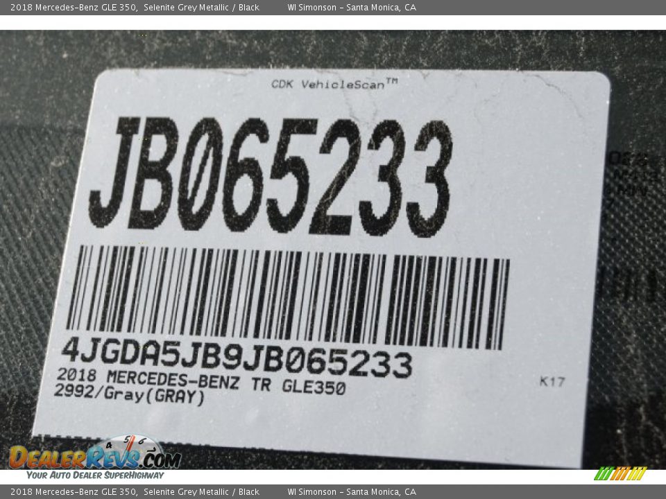 2018 Mercedes-Benz GLE 350 Selenite Grey Metallic / Black Photo #10