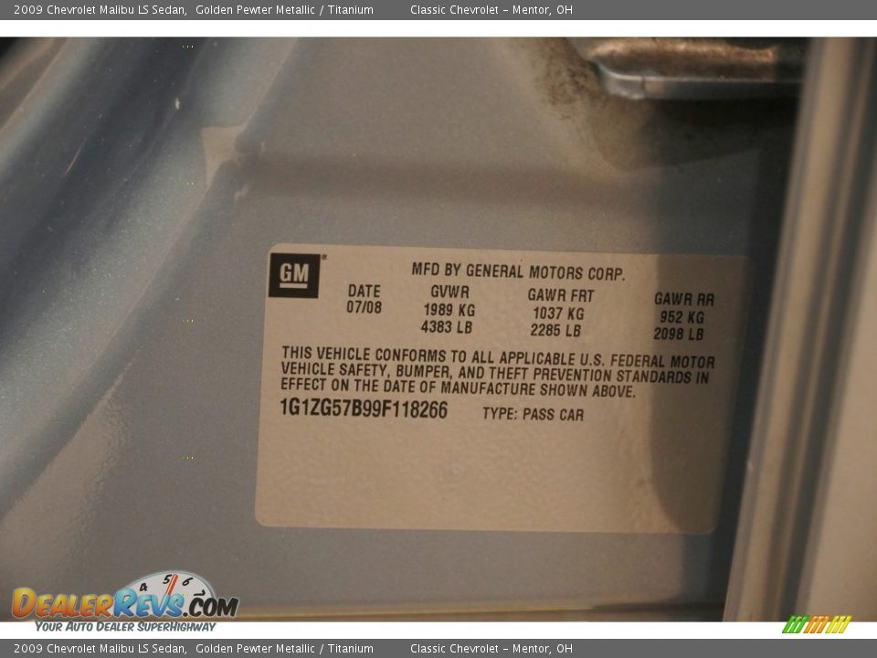 2009 Chevrolet Malibu LS Sedan Golden Pewter Metallic / Titanium Photo #18