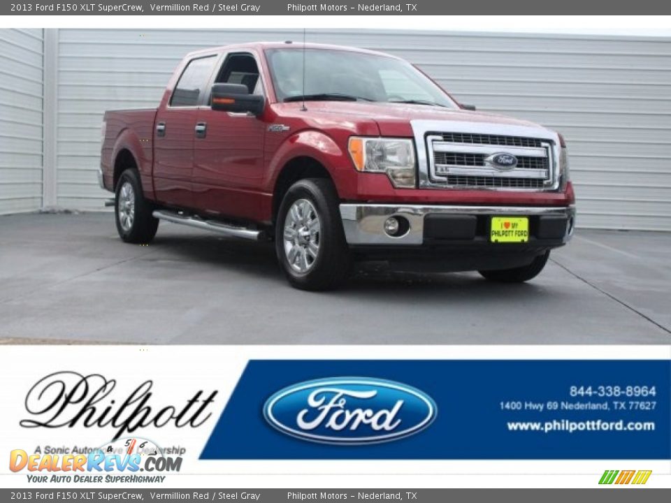 2013 Ford F150 XLT SuperCrew Vermillion Red / Steel Gray Photo #1