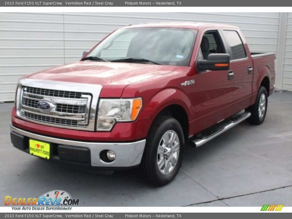 2013 Ford F150 XLT SuperCrew Vermillion Red / Steel Gray Photo #3