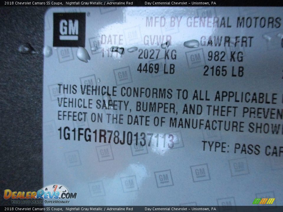 2018 Chevrolet Camaro SS Coupe Nightfall Gray Metallic / Adrenaline Red Photo #20