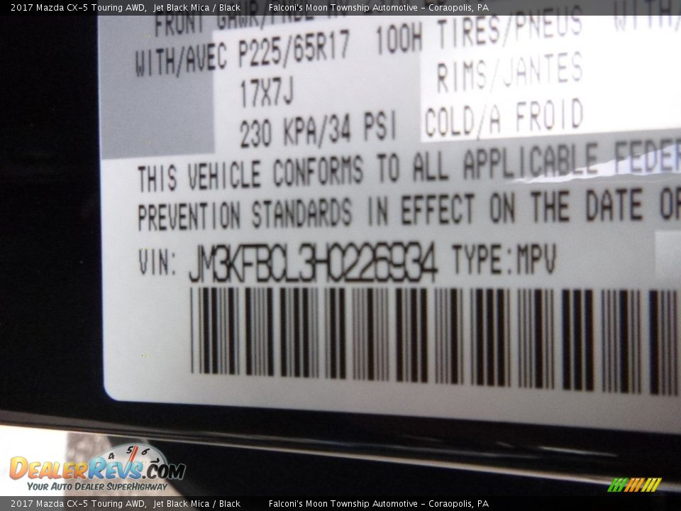 2017 Mazda CX-5 Touring AWD Jet Black Mica / Black Photo #12