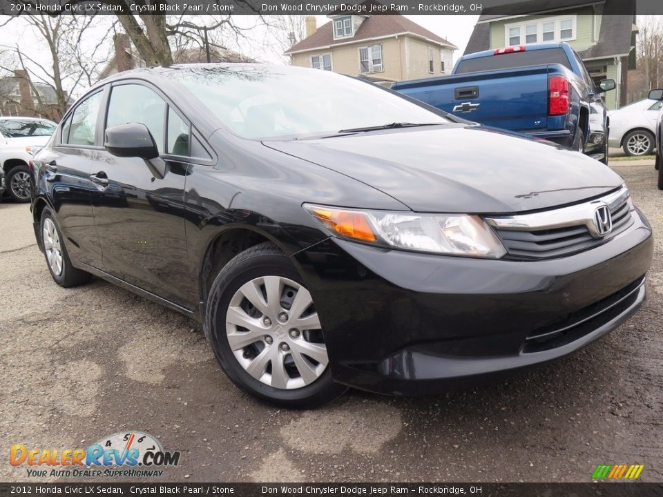 2012 Honda Civic LX Sedan Crystal Black Pearl / Stone Photo #1
