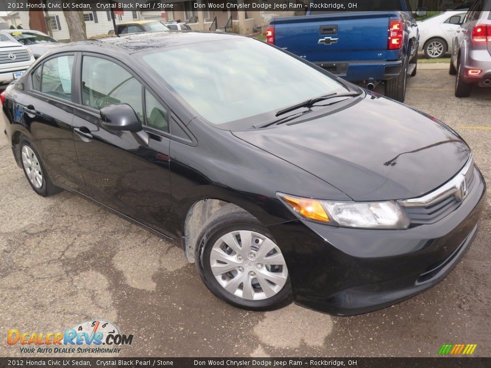 2012 Honda Civic LX Sedan Crystal Black Pearl / Stone Photo #2