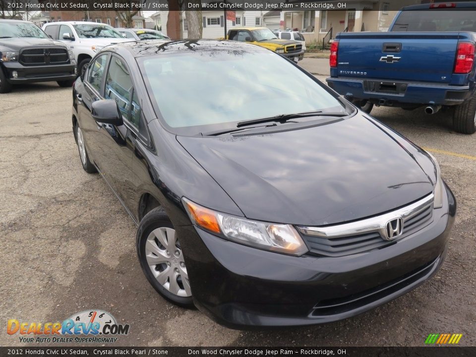 2012 Honda Civic LX Sedan Crystal Black Pearl / Stone Photo #3