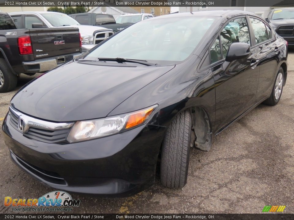 2012 Honda Civic LX Sedan Crystal Black Pearl / Stone Photo #5
