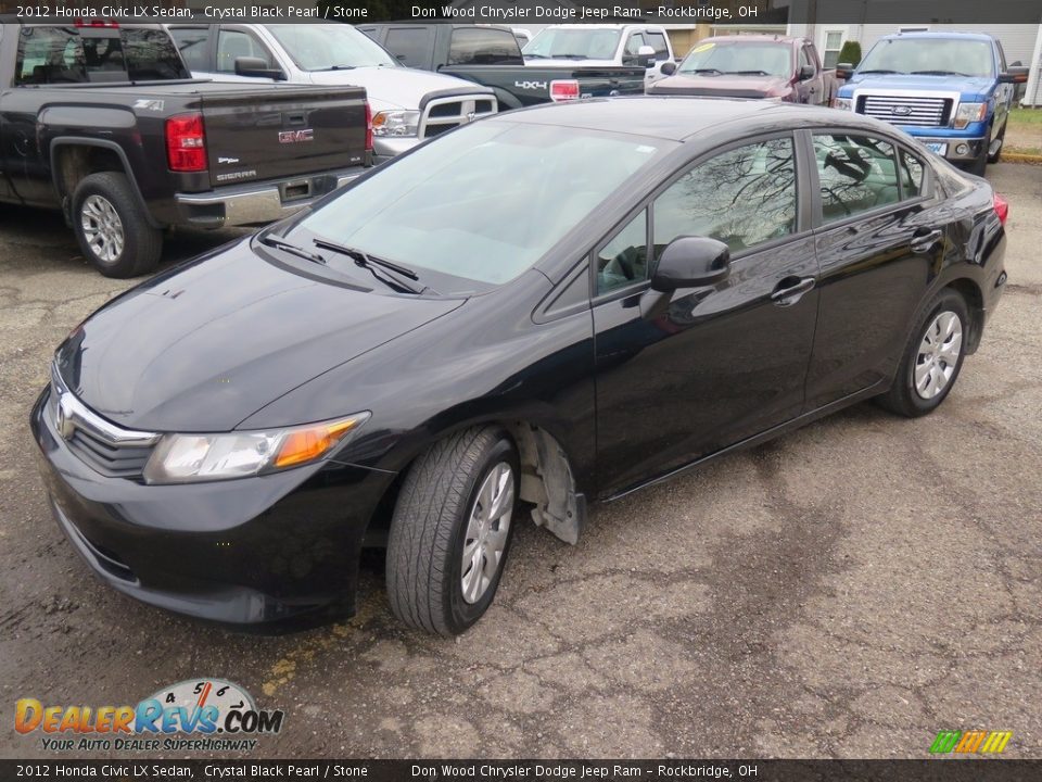 2012 Honda Civic LX Sedan Crystal Black Pearl / Stone Photo #6