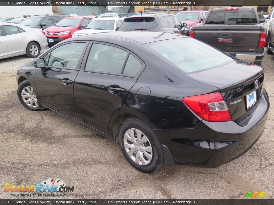 2012 Honda Civic LX Sedan Crystal Black Pearl / Stone Photo #7