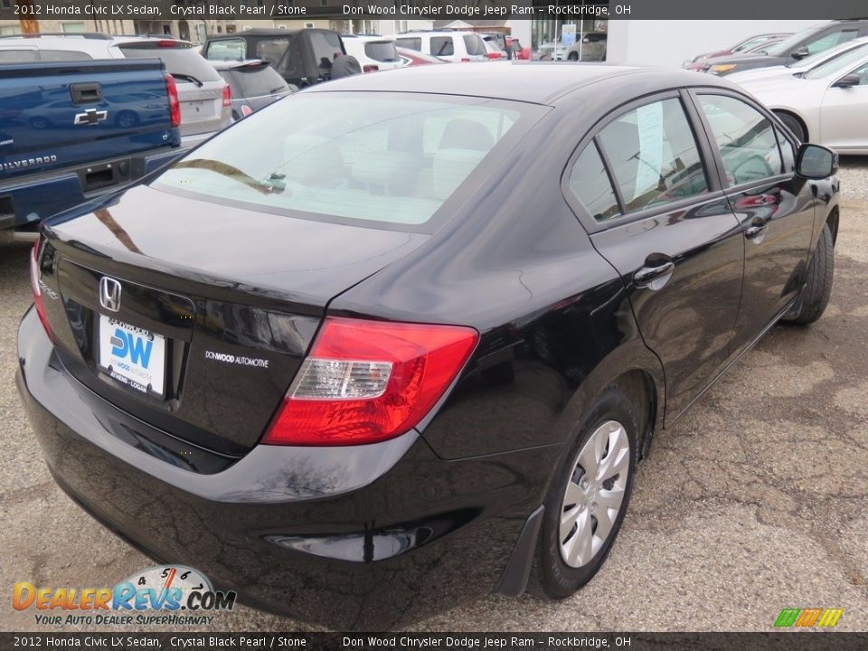 2012 Honda Civic LX Sedan Crystal Black Pearl / Stone Photo #10