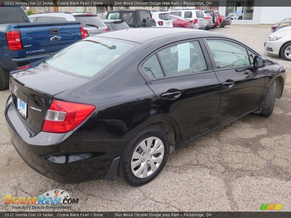 2012 Honda Civic LX Sedan Crystal Black Pearl / Stone Photo #11