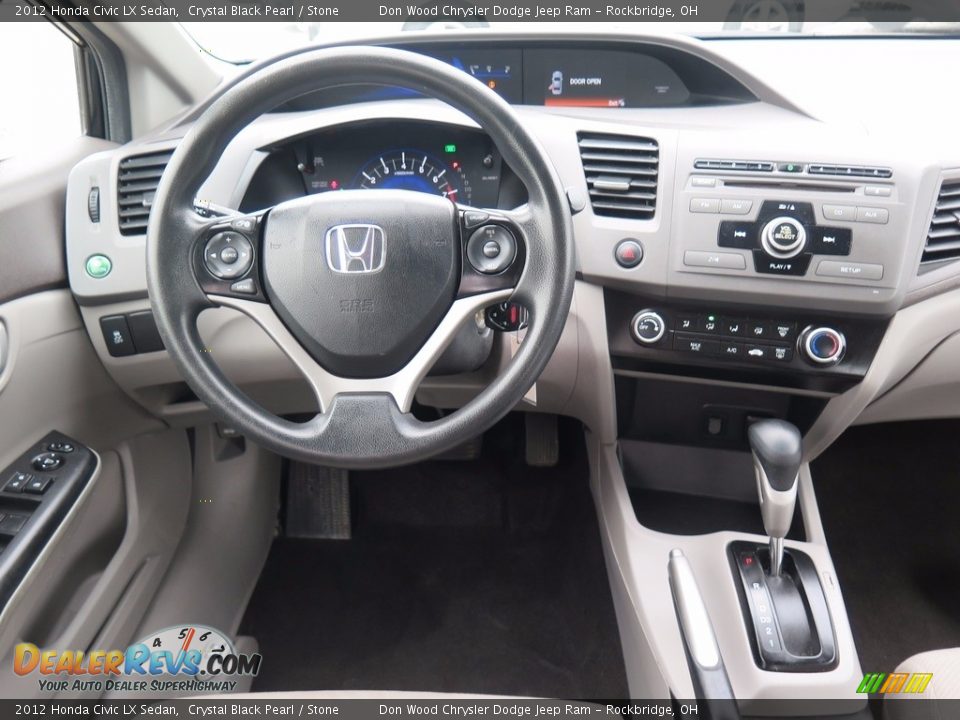 2012 Honda Civic LX Sedan Crystal Black Pearl / Stone Photo #12
