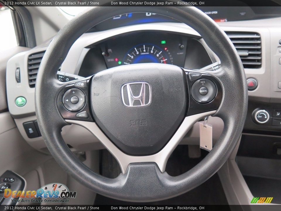 2012 Honda Civic LX Sedan Crystal Black Pearl / Stone Photo #13