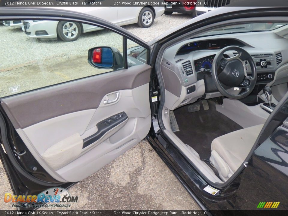 2012 Honda Civic LX Sedan Crystal Black Pearl / Stone Photo #24