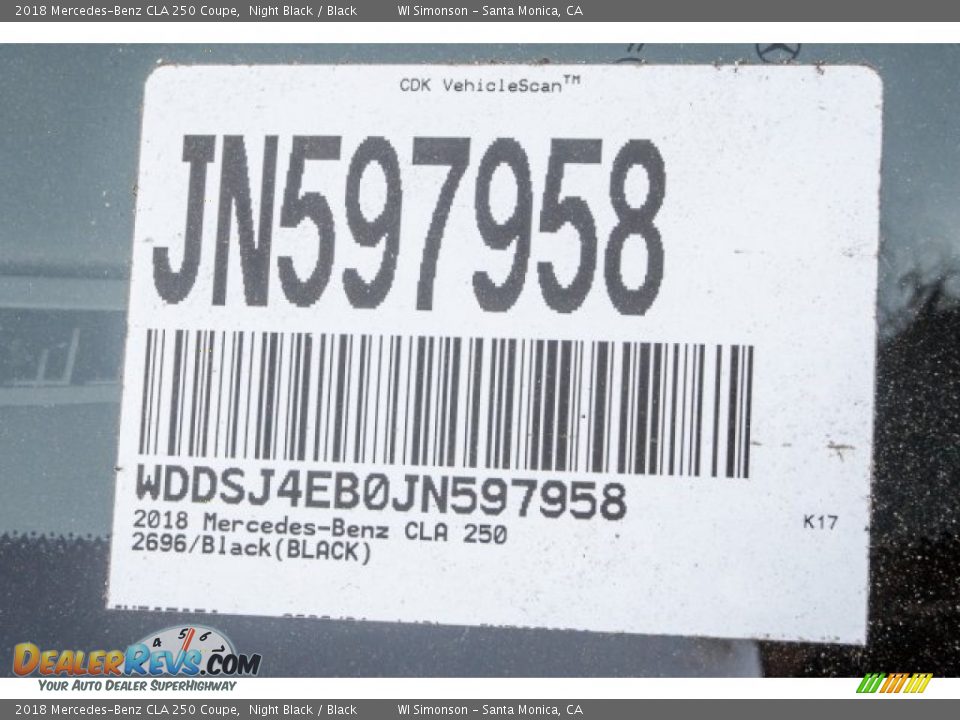 2018 Mercedes-Benz CLA 250 Coupe Night Black / Black Photo #10