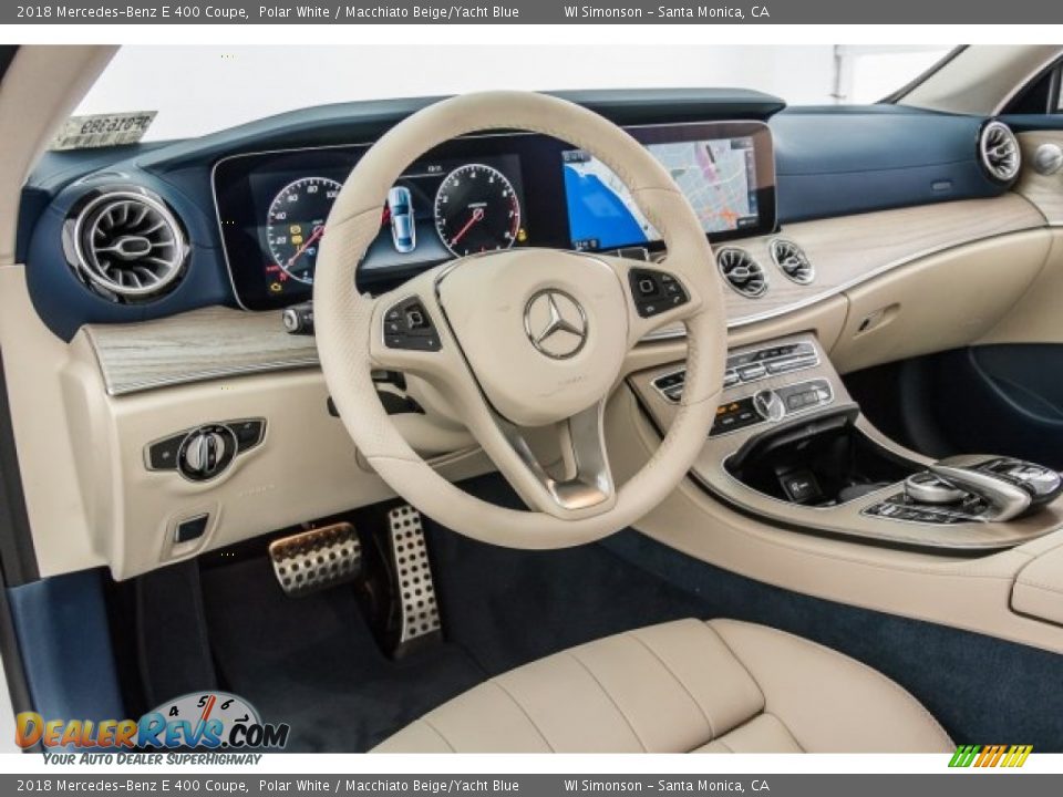 2018 Mercedes-Benz E 400 Coupe Polar White / Macchiato Beige/Yacht Blue Photo #6