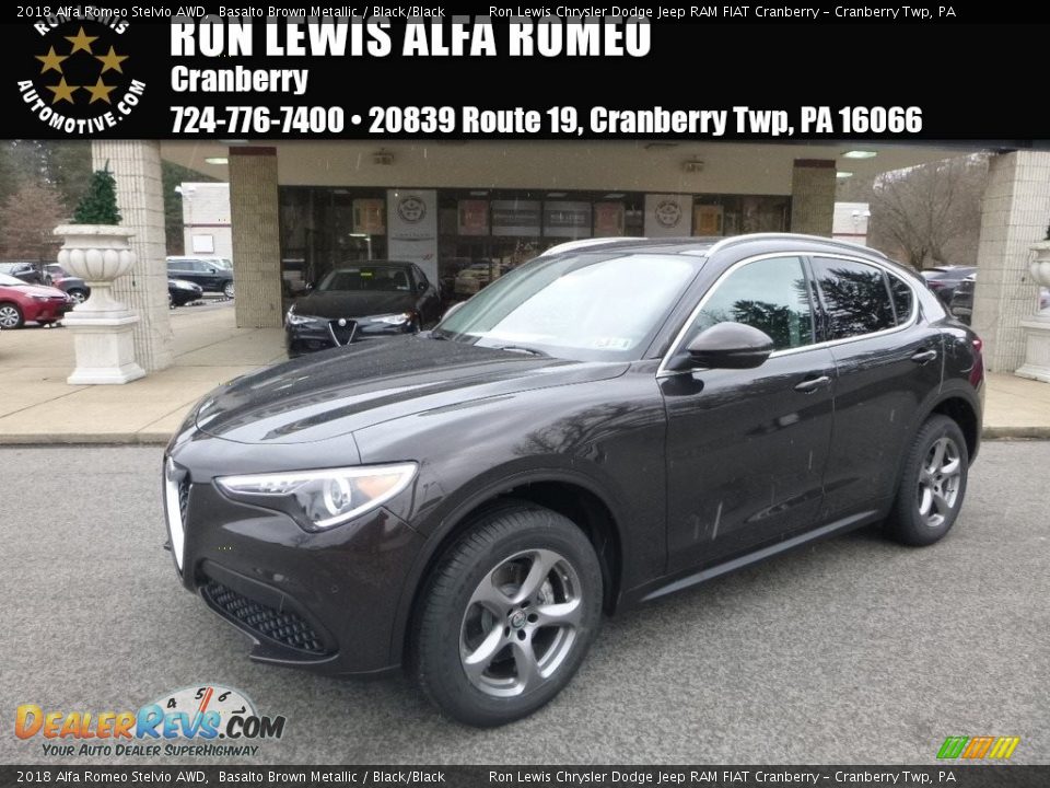 2018 Alfa Romeo Stelvio AWD Basalto Brown Metallic / Black/Black Photo #1