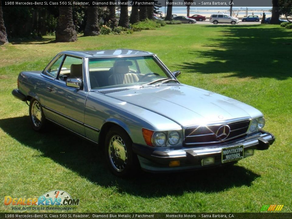 1988 Mercedes-Benz SL Class 560 SL Roadster Diamond Blue Metallic / Parchment Photo #3