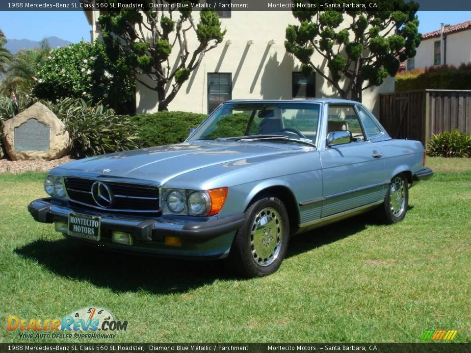 1988 Mercedes-Benz SL Class 560 SL Roadster Diamond Blue Metallic / Parchment Photo #5