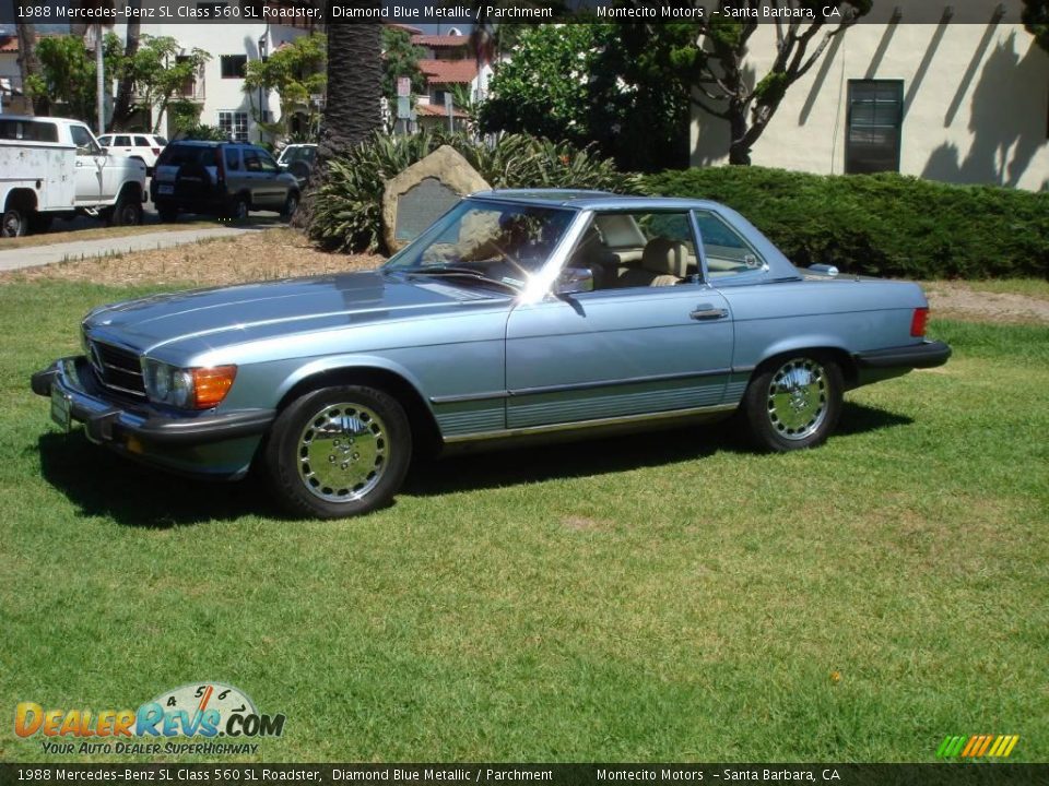 1988 Mercedes-Benz SL Class 560 SL Roadster Diamond Blue Metallic / Parchment Photo #7
