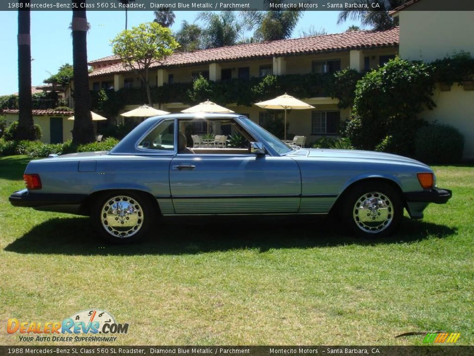 1988 Mercedes-Benz SL Class 560 SL Roadster Diamond Blue Metallic / Parchment Photo #12