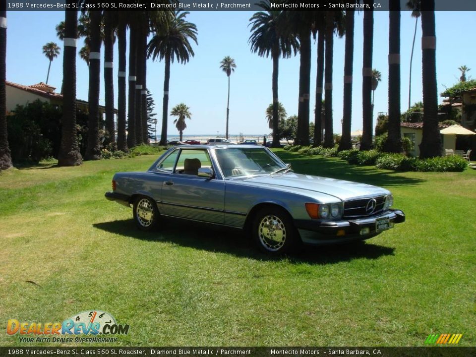 1988 Mercedes-Benz SL Class 560 SL Roadster Diamond Blue Metallic / Parchment Photo #13