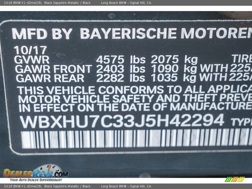 2018 BMW X1 sDrive28i Black Sapphire Metallic / Black Photo #11