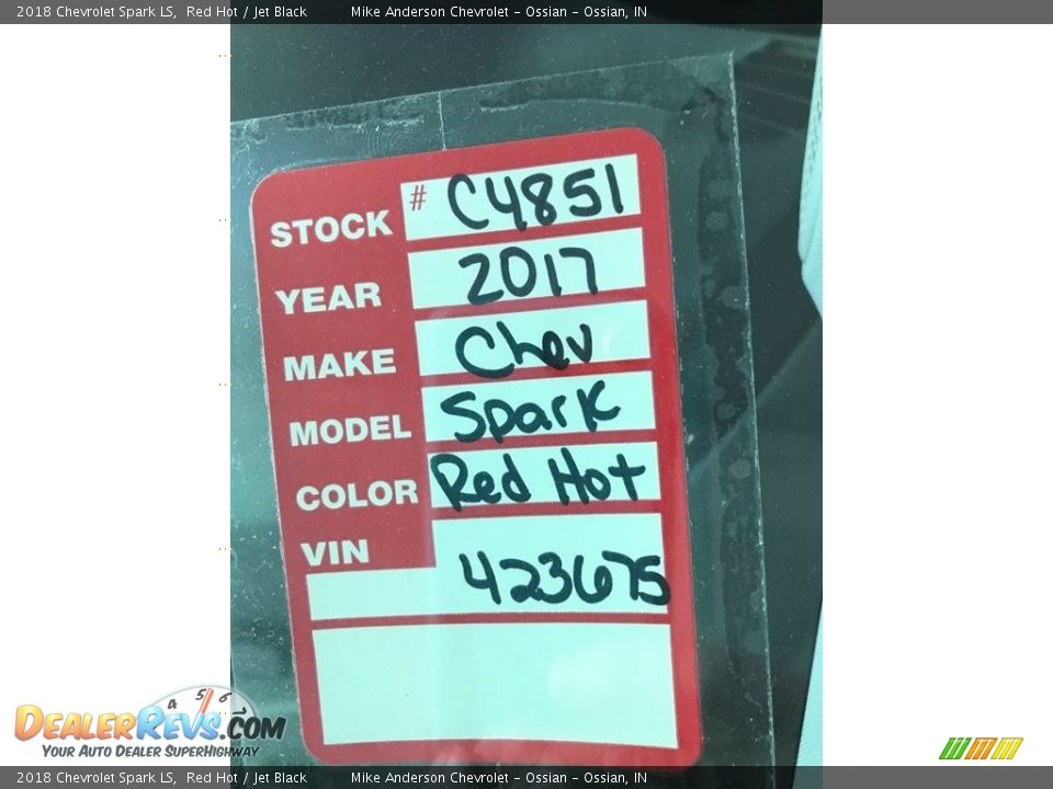 2018 Chevrolet Spark LS Red Hot / Jet Black Photo #25