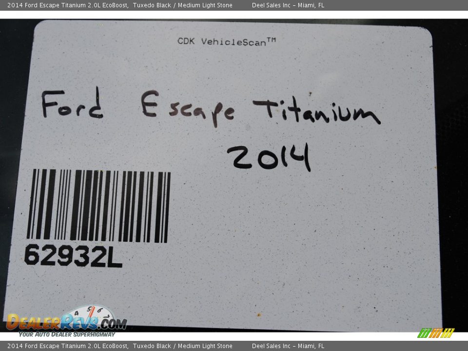 2014 Ford Escape Titanium 2.0L EcoBoost Tuxedo Black / Medium Light Stone Photo #20