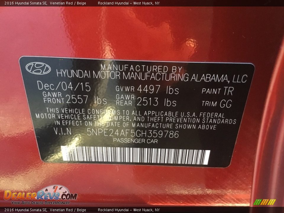 2016 Hyundai Sonata SE Venetian Red / Beige Photo #31