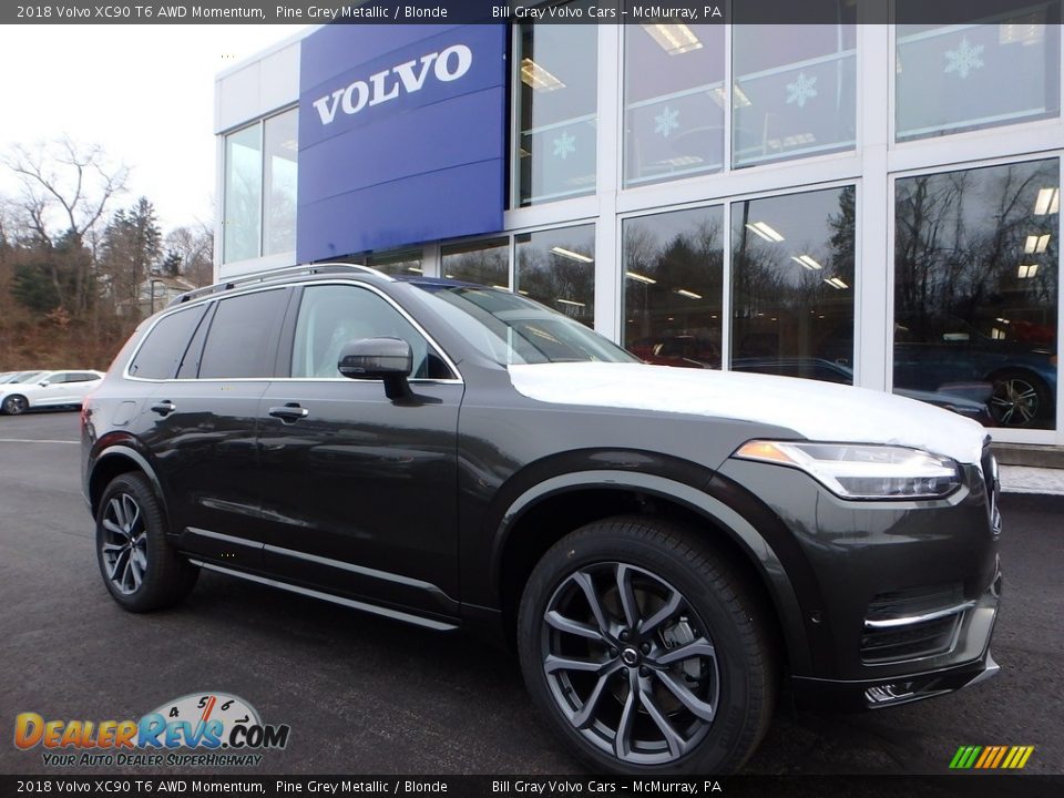 2018 Volvo XC90 T6 AWD Momentum Pine Grey Metallic / Blonde Photo #1
