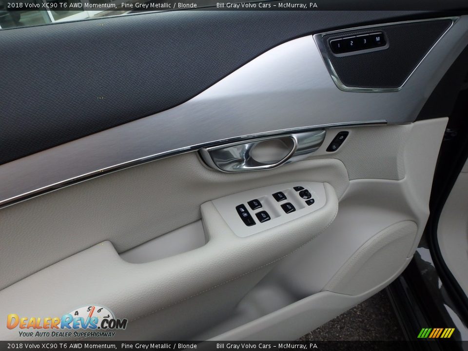 2018 Volvo XC90 T6 AWD Momentum Pine Grey Metallic / Blonde Photo #11