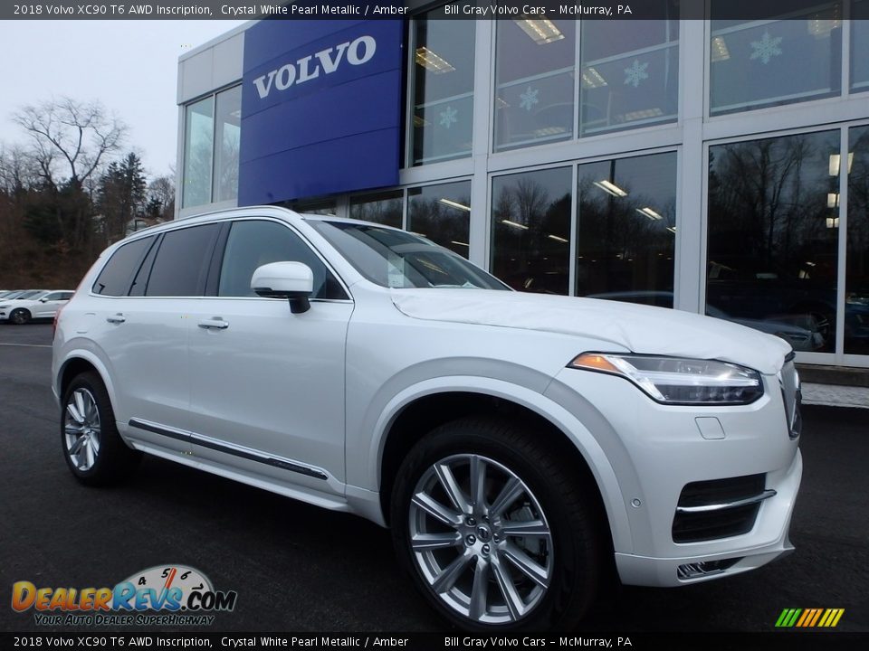 2018 Volvo XC90 T6 AWD Inscription Crystal White Pearl Metallic / Amber Photo #1