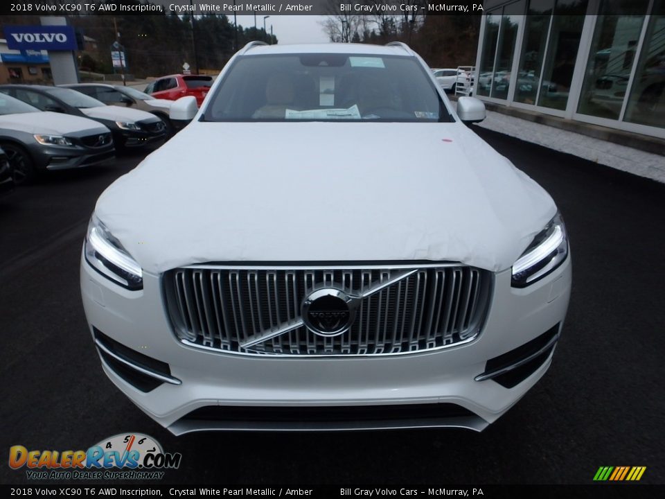 2018 Volvo XC90 T6 AWD Inscription Crystal White Pearl Metallic / Amber Photo #6