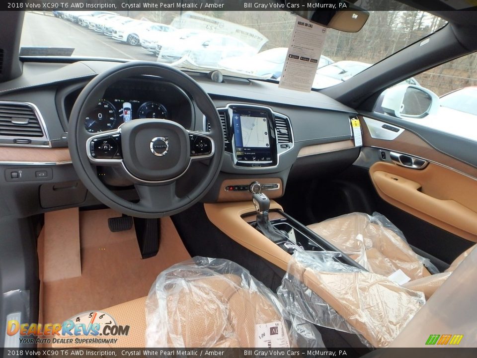 2018 Volvo XC90 T6 AWD Inscription Crystal White Pearl Metallic / Amber Photo #10