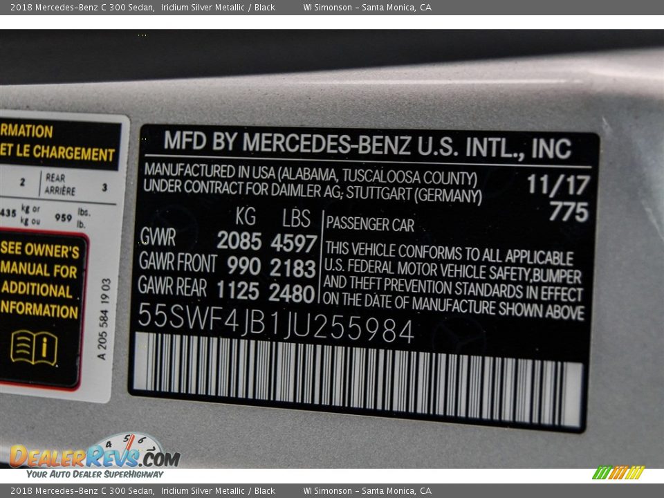 2018 Mercedes-Benz C 300 Sedan Iridium Silver Metallic / Black Photo #10