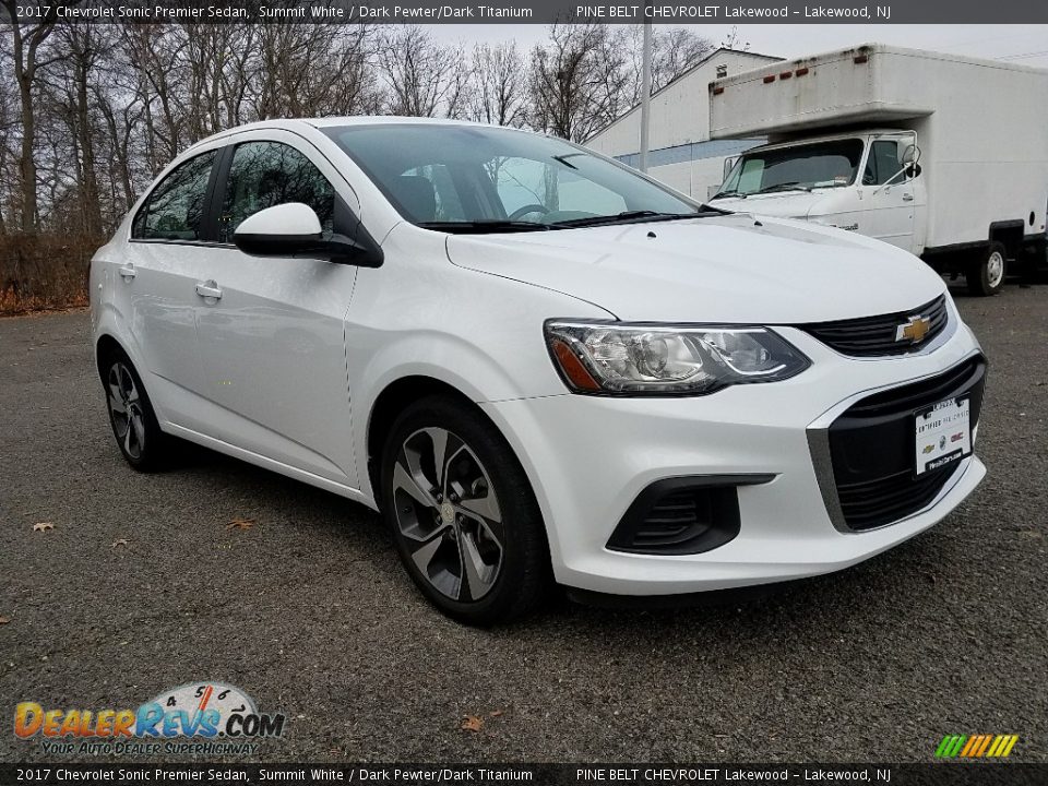 2017 Chevrolet Sonic Premier Sedan Summit White / Dark Pewter/Dark Titanium Photo #1