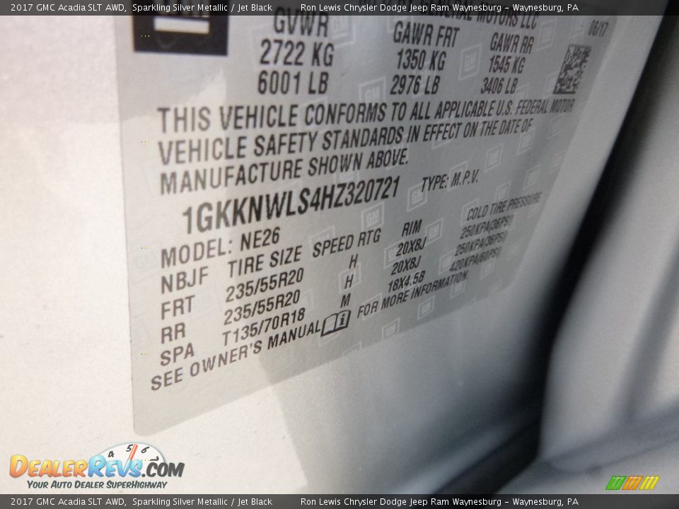 2017 GMC Acadia SLT AWD Sparkling Silver Metallic / Jet Black Photo #17