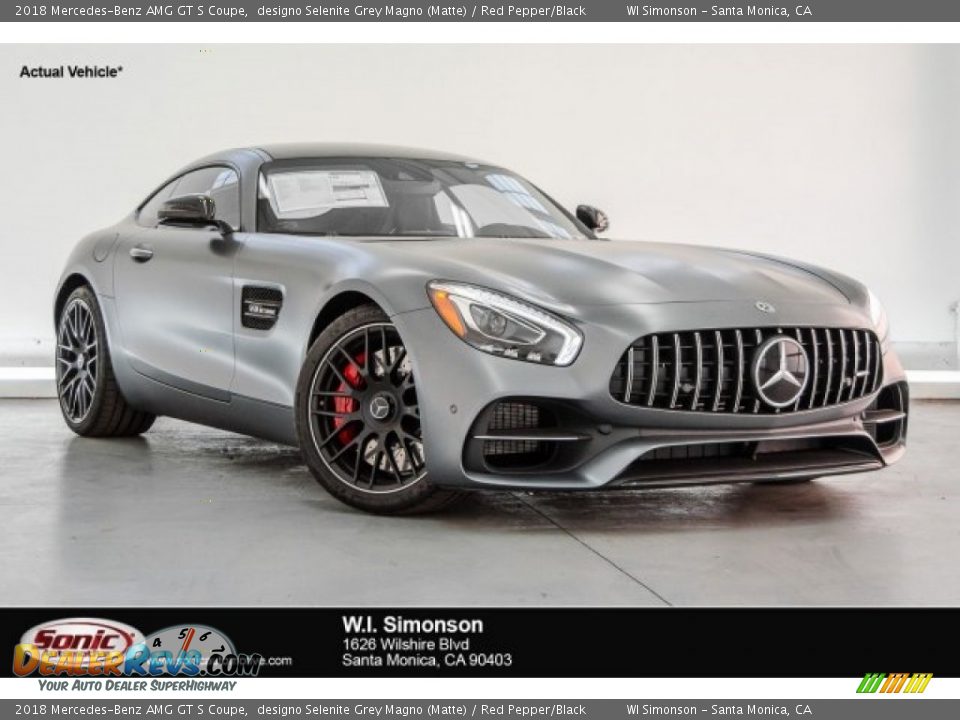2018 Mercedes-Benz AMG GT S Coupe designo Selenite Grey Magno (Matte) / Red Pepper/Black Photo #1