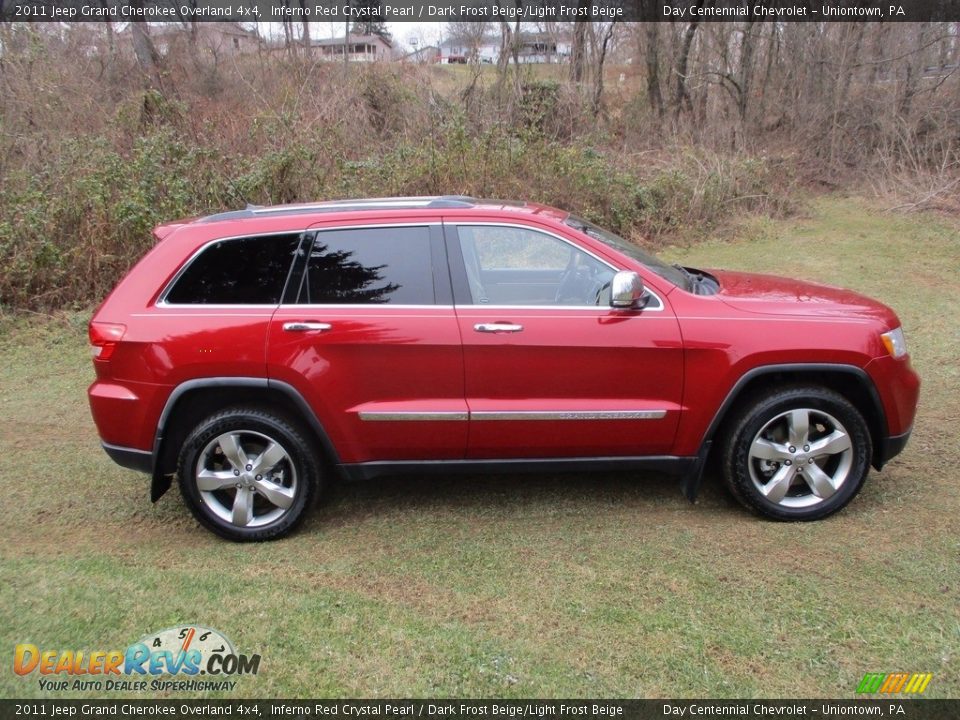2011 Jeep Grand Cherokee Overland 4x4 Inferno Red Crystal Pearl / Dark Frost Beige/Light Frost Beige Photo #2