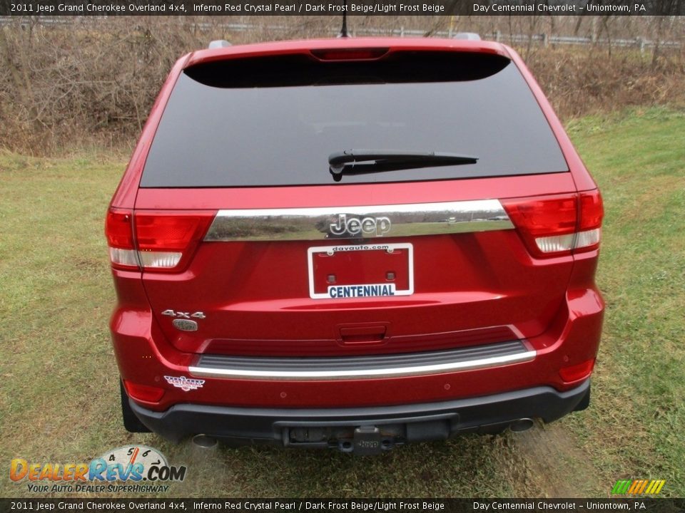 2011 Jeep Grand Cherokee Overland 4x4 Inferno Red Crystal Pearl / Dark Frost Beige/Light Frost Beige Photo #3
