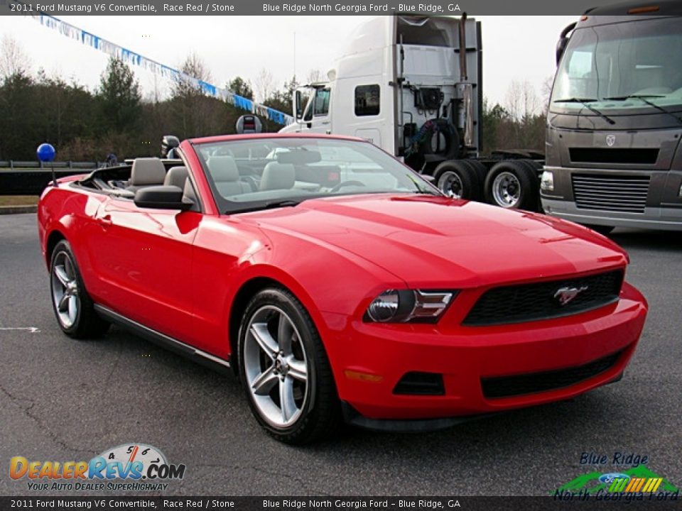 2011 Ford Mustang V6 Convertible Race Red / Stone Photo #7