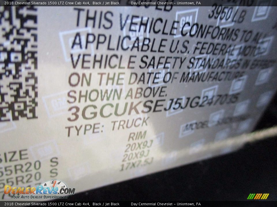 2018 Chevrolet Silverado 1500 LTZ Crew Cab 4x4 Black / Jet Black Photo #20