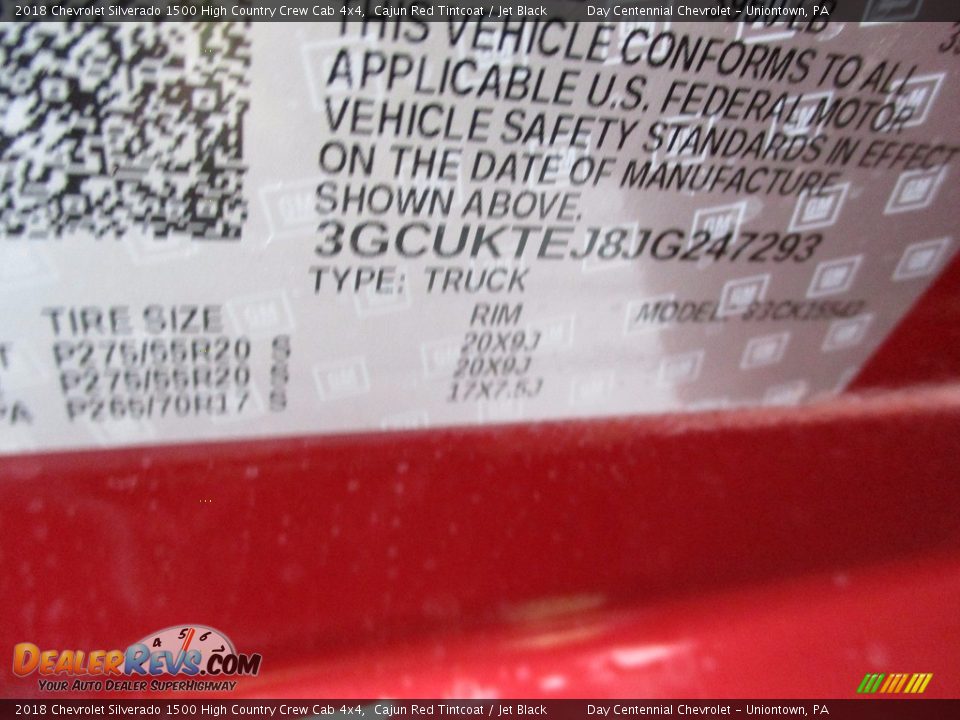 2018 Chevrolet Silverado 1500 High Country Crew Cab 4x4 Cajun Red Tintcoat / Jet Black Photo #15