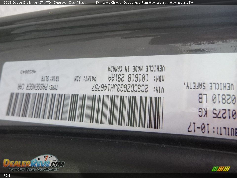 Dodge Color Code PDN Destroyer Gray