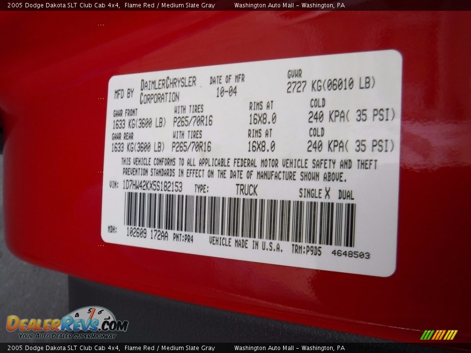 2005 Dodge Dakota SLT Club Cab 4x4 Flame Red / Medium Slate Gray Photo #24