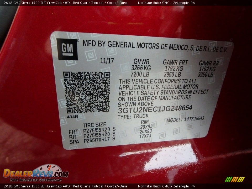 2018 GMC Sierra 1500 SLT Crew Cab 4WD Red Quartz Tintcoat / Cocoa/­Dune Photo #14