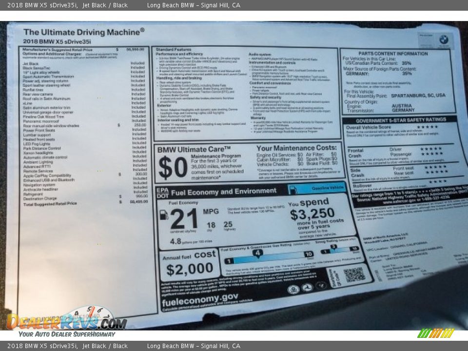 2018 BMW X5 sDrive35i Jet Black / Black Photo #10