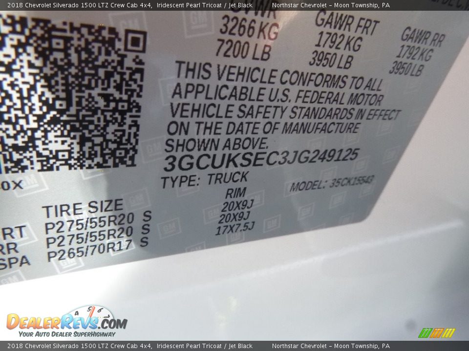 2018 Chevrolet Silverado 1500 LTZ Crew Cab 4x4 Iridescent Pearl Tricoat / Jet Black Photo #16