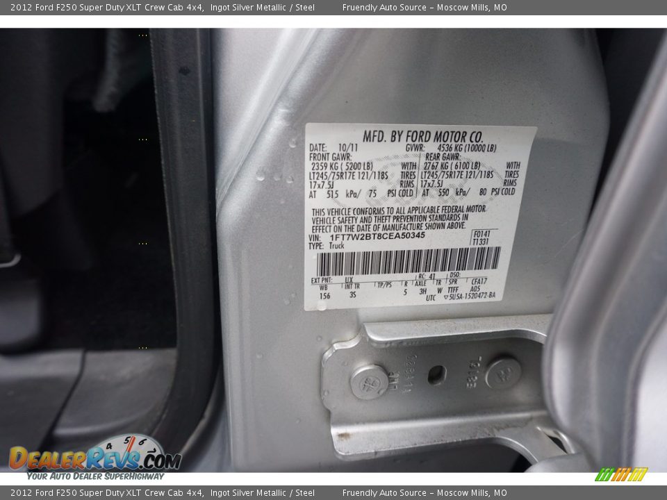 2012 Ford F250 Super Duty XLT Crew Cab 4x4 Ingot Silver Metallic / Steel Photo #20