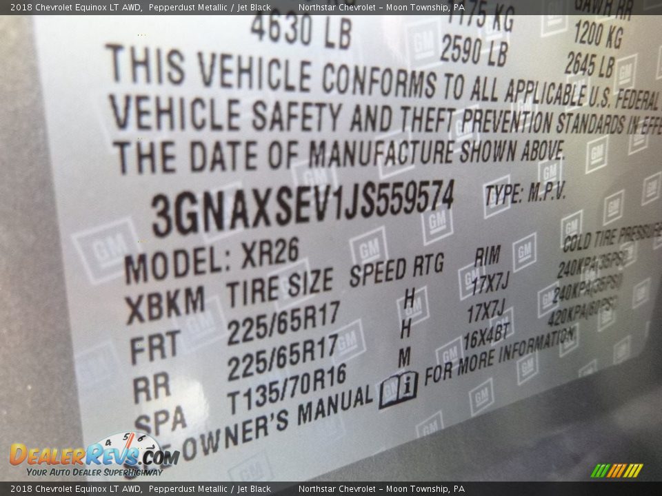 2018 Chevrolet Equinox LT AWD Pepperdust Metallic / Jet Black Photo #17